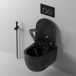 Подвесной унитаз Cerutti SPA Oglio Aria MB CT9239 безободковый чёрный матовый