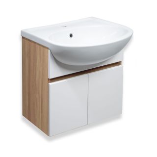 Тумба Runo Лада 60 подвесная блэквуд/белый под умывальник Уют 60 (00-00004578)