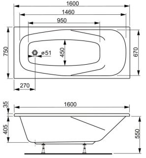 Акриловая ванна VagnerPlast Aronia VPBA160ARN2X-04 160x75см белый