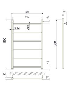 Полотенцесушитель водяной Indigo Line LLW80-50 80x50 см хром