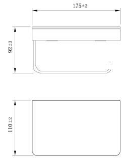 Держатель для туалетной бумаги Lemark Glass Line 9722030 с полкой чёрный матовый/чёрное стекло