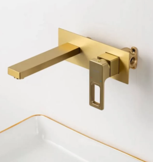 Встраиваемый смеситель для раковины Gappo G1017-13 золотой сатин