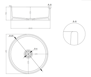 Накладная раковина Salini Armonia 02 S-Stone 130112SMRH 45см RAL снаружи