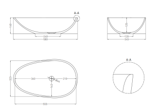 Накладная раковина Salini Paola S-Sense 1101101G 58см белый глянцевый