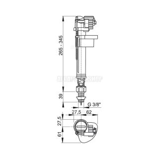Впускной механизм AlcaPlast с нижней подводкой A17-3/8"