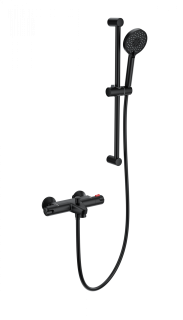 Смеситель для ванны с душевым гарнитуром Wonzon & Woghand  WW-C2001-A-MB с термостатом чёрный матовый
