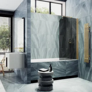 Шторка на ванну MaybahGlass MGV-613-3 60см золото