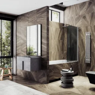 Шторка на ванну MaybahGlass MGV-614-5 60см хром матовый