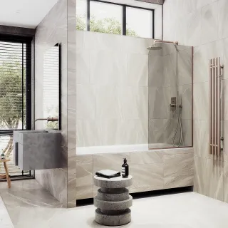 Шторка на ванну MaybahGlass MGV-135-2у 44см бронза