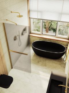 Душевая перегородка MaybahGlass MGD-728-3ш 79см золото