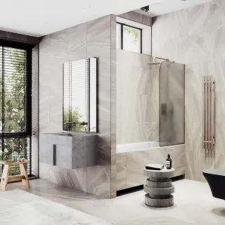 Шторка на ванну MaybahGlass MGV-138-2у 54см бронза