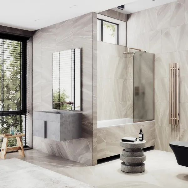 Шторка на ванну MaybahGlass MGV-73-2у 50см бронза