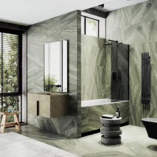 Шторка на ванну MaybahGlass MGV-78-6ш 40см чёрный