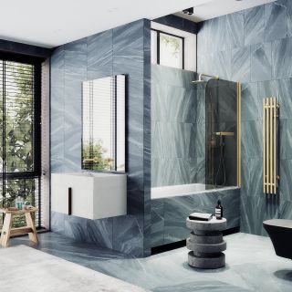 Шторка на ванну MaybahGlass MGV-785-3 70см золото