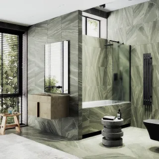 Шторка на ванну MaybahGlass MGV-95-6ш 90см чёрный