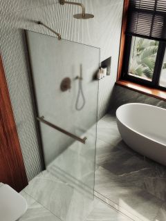 Душевая перегородка MaybahGlass MGD-731-2ш 79см бронза