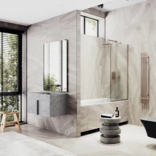 Шторка на ванну MaybahGlass MGV-95-2у 90см бронза