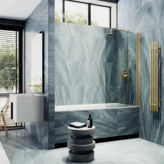 Шторка на ванну MaybahGlass MGV-596-3 40см золото