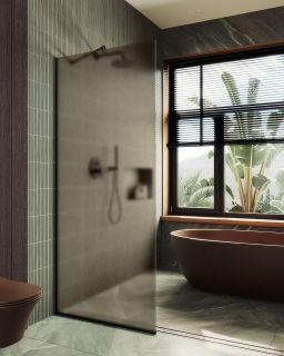 Душевая перегородка MaybahGlass MGD-697-6у 79см чёрный