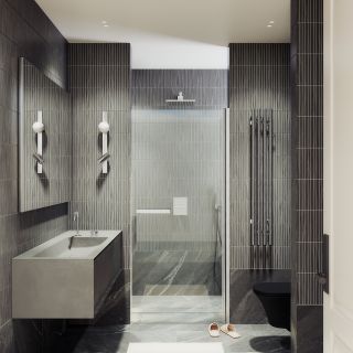 Душевая дверь MaybahGlass MGD-448-5 90см хром матовый/прозрачный