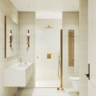 Душевая дверь MaybahGlass MGD-803-3 80см золото