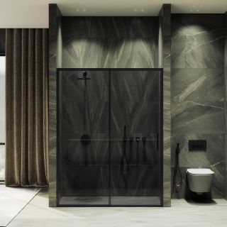 Душевая дверь MaybahGlass MGD-1285-6 150см чёрный/графит