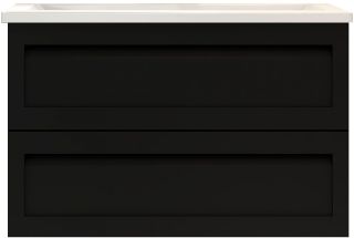 Подвесная тумба под раковину Art&Max Platino 80см чёрный матовый AM-Platino-800-2C-SO-NM-Cer