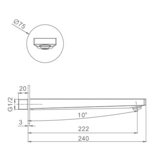 Излив встраиваемый Raglo R473.61.03 золотой сатин
