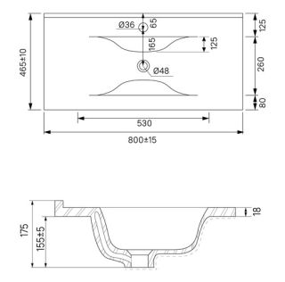 Подвесная тумба с раковиной IDDIS Cloud CLO80B0i95K 80см белый/чёрный мрамор