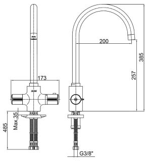 Смеситель для кухни E.C.A. Thermostatic 102108754EX с термостатом хром