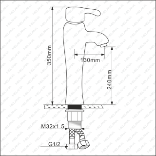 Смеситель для раковины Melana MLN-F-001CBK-M чёрный матовый