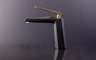 Смеситель для раковины Boheme Venturo чёрный/золото 381-B