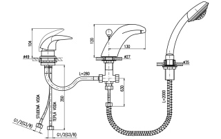 Смеситель на борт ванны Rav Slezak Dunaj D471.5S хром