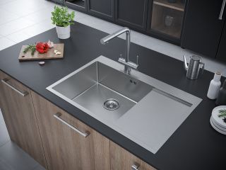 Мойка кухонная Paulmark Kroner PM217851-BSL левая брашированная нержавеющая сталь