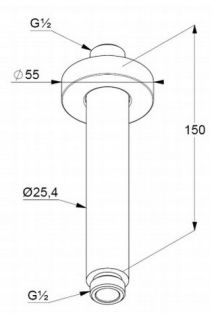 Потолочный кронштейн для верхнего душа Kludi A-QA хром 6651505-00