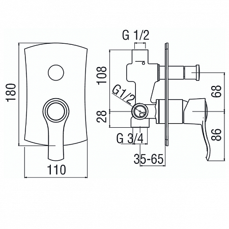 Смеситель Nobili Sofi SI98100CR для душа встраиваемый