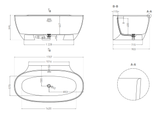 Ванна из искусственного камня Salini Alda Wall S-Stone 101925M 170x90см белый матовый