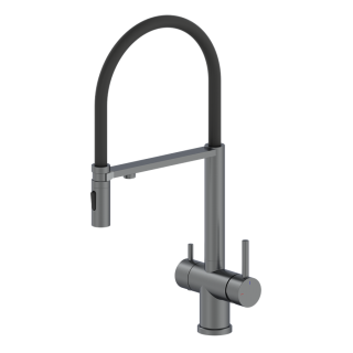 Смеситель для кухни с гибким изливом AltroBagno Flusso 050203 GrMt оружейная сталь