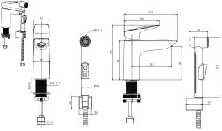 Смеситель для раковины с гигиеническим душем Aquatek Вега AQ1012MB чёрный матовый