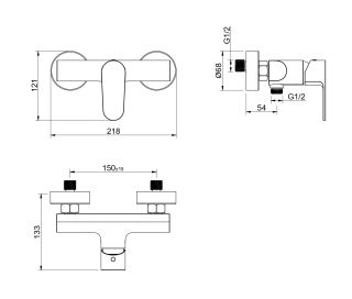 Смеситель для душа Aquatek Оберон AQ1260BG шлифованное золото
