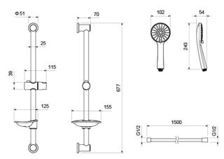 Комплект для душа Aquatek Бетта AQ1132CR хром