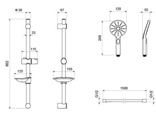 Комплект для душа Aquatek Оберон AQ1232CR хром