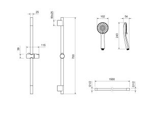 Душевой гарнитур Aquatek Бетта AQ2017BGM шлифованный чёрный хром