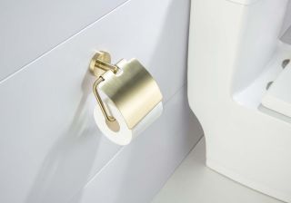 Бумагодержатель с крышкой Aquatek Оберон AQ4209BG шлифованное золото