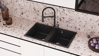 Смеситель для кухни Ulgran Classic U-024-307 с высоким гибким изливом терракот