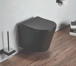 Унитаз подвесной Azario Teramo AZ-053E-R-MB SP безободковый в комплекте с сидением микролифт