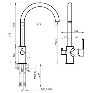 Смеситель для кухни AZARIO TASCO AZ-15164421 с подключением к фильтру для питьевой воды