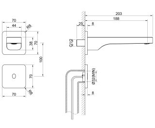 Смеситель встраиваемый для раковины Timo Torne 4373/17SM сенсорный золото матовое