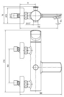 Смеситель для ванны E.C.A. Myra 102102470HEX хром
