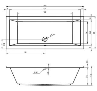 Акриловая ванна Riho Lusso B015001005 190х80см белый